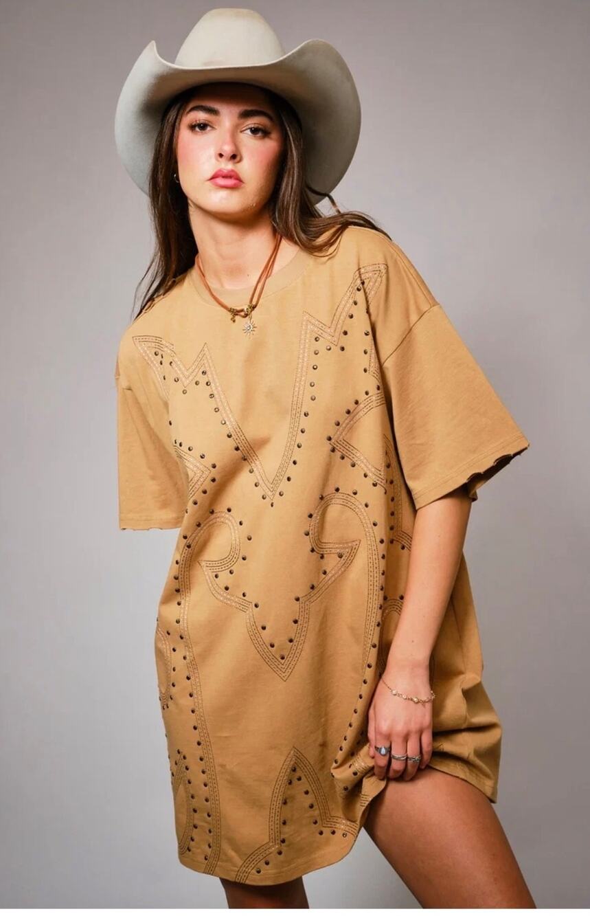 Studded western Tshirt dress